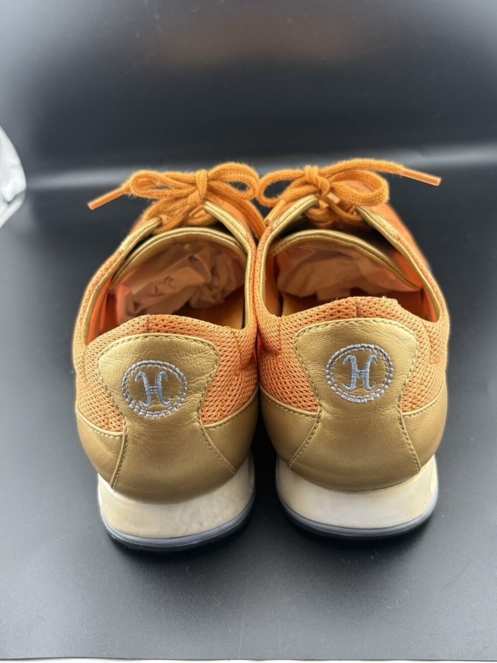 Women’s Cole Haan Size 6.5 NikeAir Comfort Orange & Gold Sneakers Shoes Lace Up - Picture 5 of 10